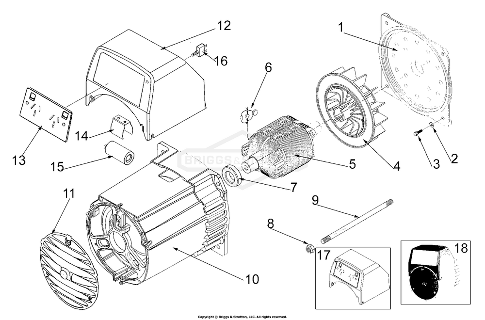 Alternator Outlet Panel Diagram and Parts List for 1947-0  Briggs and Stratton Generator